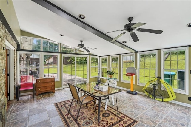 2201 Colonial Oak Way, Stone Mountain, GA 30087 - sunroom with a ceiling fan and lofted ceiling