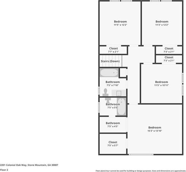 2201 Colonial Oak Way, Stone Mountain, GA 30087 - property floor plan