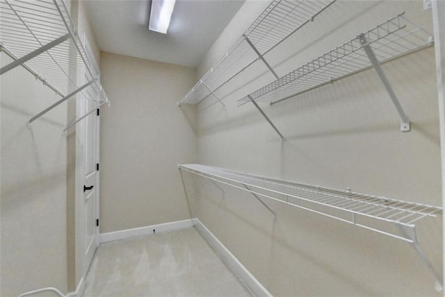 walk in closet with carpet