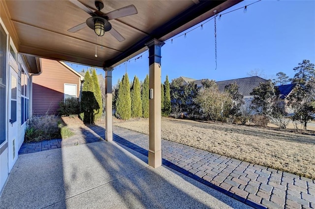 view of patio / terrace with ceiling fan