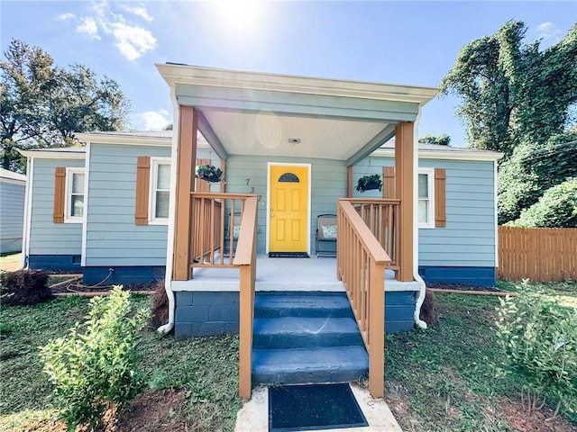 exterior space with a porch