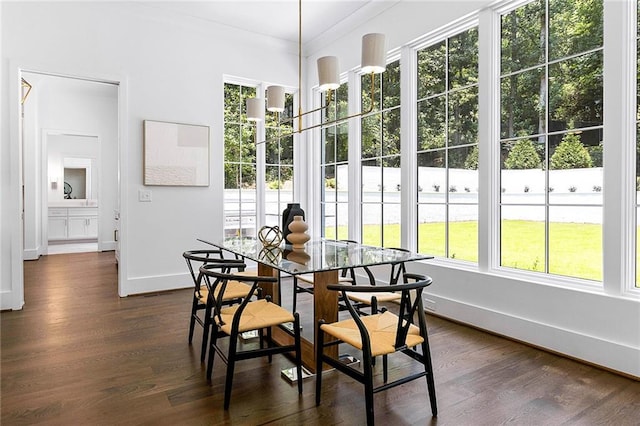 dining area featuring dark hardwood / wood-style floors