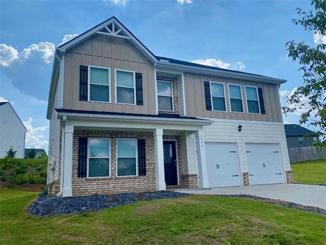 view of front facade with a front lawn and a garage