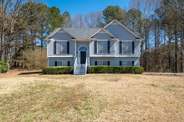 bi-level home with a front yard