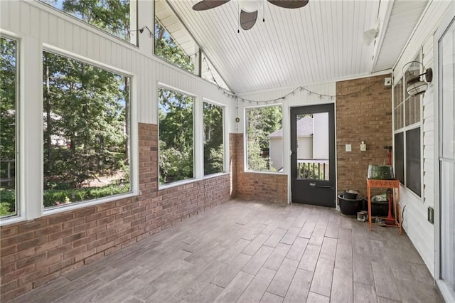 4046 Water Hole Ct, Douglasville, GA 30135 - unfurnished sunroom with a ceiling fan, plenty of natural light, and vaulted ceiling