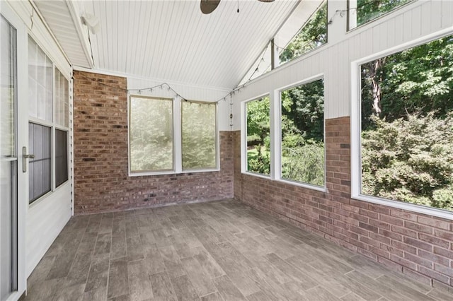 4046 Water Hole Ct, Douglasville, GA 30135 - unfurnished sunroom with a ceiling fan and lofted ceiling