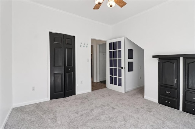 4046 Water Hole Ct, Douglasville, GA 30135 - unfurnished bedroom featuring carpet floors, ornamental molding, and ceiling fan