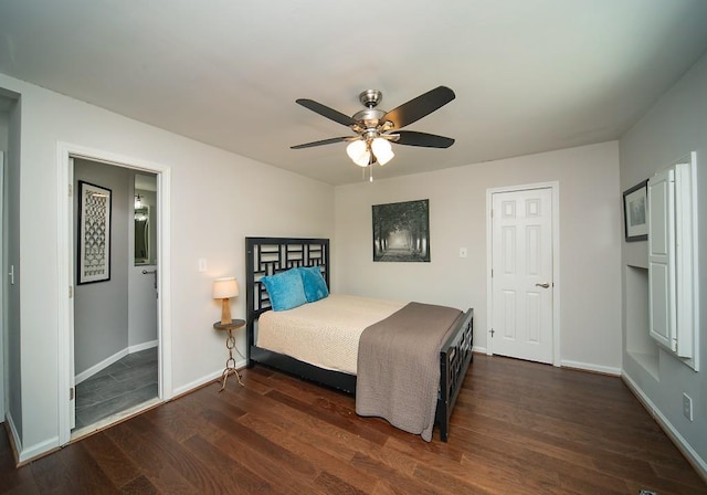 1261 Lavista Rd Unit N4, Atlanta, GA 30324 - bedroom with baseboards, dark wood-style floors, and a ceiling fan