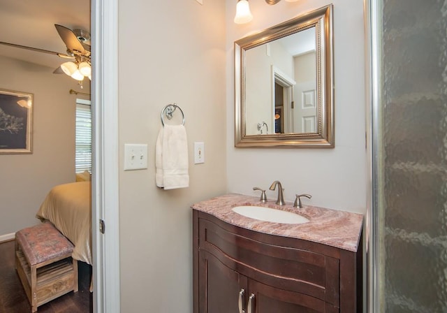 1261 Lavista Rd Unit N4, Atlanta, GA 30324 - bathroom with connected bathroom, vanity, and a ceiling fan