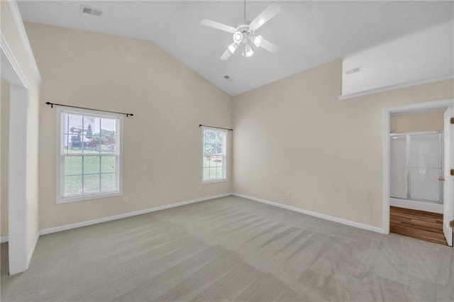70 Prince Edward Way, Covington, GA 30016 - unfurnished bedroom featuring carpet, high vaulted ceiling, and a ceiling fan