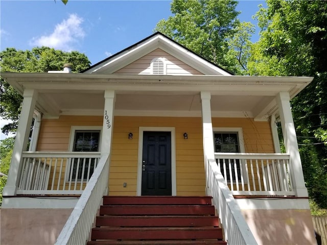 view of front of property with a porch