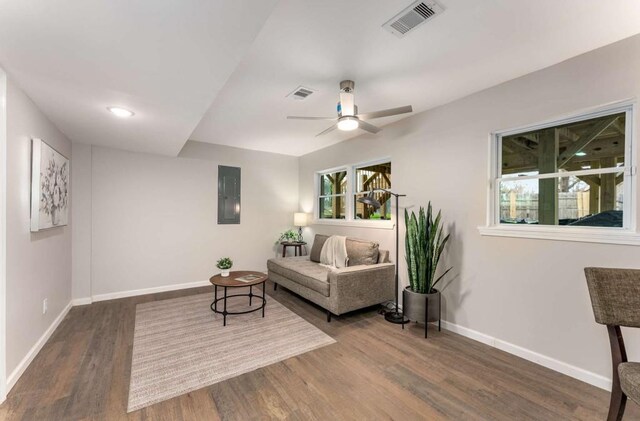 unfurnished bedroom with ceiling fan, a closet, baseboards, and wood finished floors