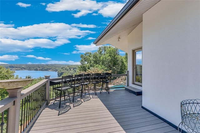 deck with a water view