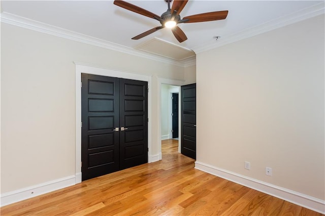 151 Savannah St SE, Atlanta, GA 30316 - unfurnished bedroom featuring light wood-type flooring, ornamental molding, baseboards, and a ceiling fan