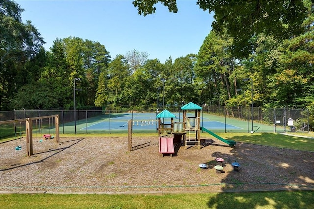 view of play area with tennis court