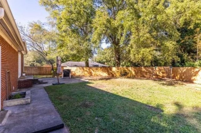 view of yard featuring a patio area and a fenced backyard