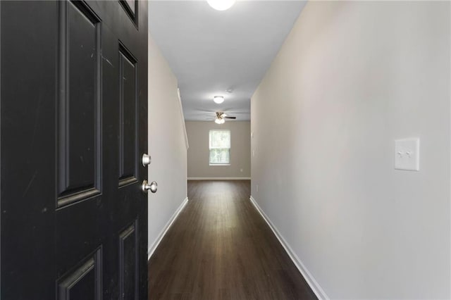 222 Parkland Way, Chatsworth, GA 30705 - hallway featuring baseboards and dark wood-type flooring