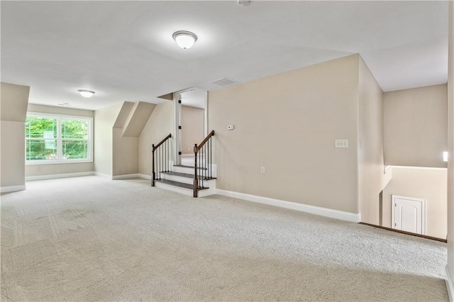 214 Westwind Dr, Newnan, GA 30263 - basement with carpet flooring, baseboards, and stairs