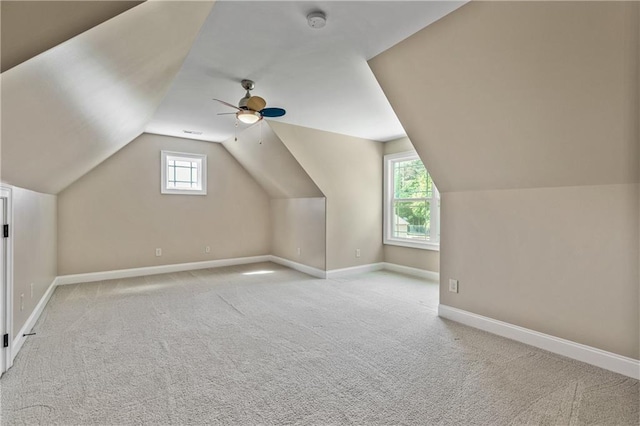 214 Westwind Dr, Newnan, GA 30263 - additional living space featuring baseboards, carpet floors, lofted ceiling, and ceiling fan