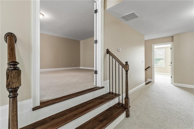 214 Westwind Dr, Newnan, GA 30263 - staircase featuring carpet and baseboards