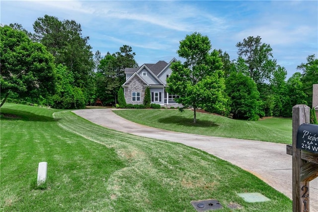 214 Westwind Dr, Newnan, GA 30263 - view of front of property featuring a front yard and stone siding