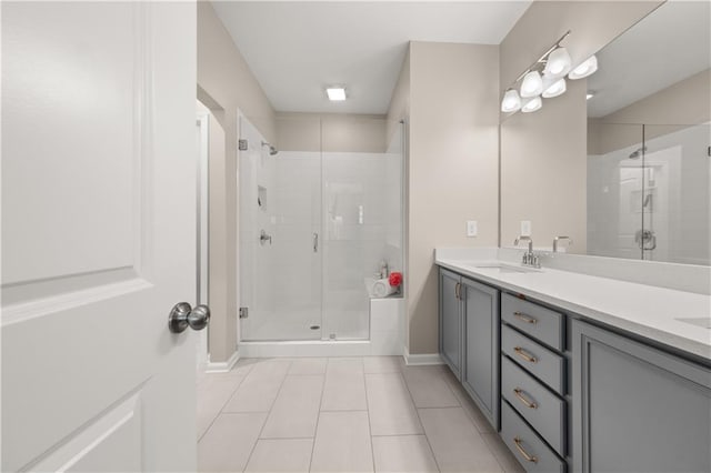 20057 Windalier Way, Roswell, GA 30076 - full bathroom featuring a shower stall, tile patterned floors, and double vanity