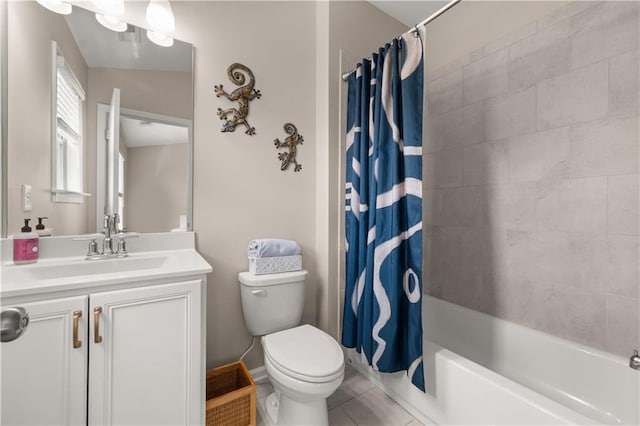20057 Windalier Way, Roswell, GA 30076 - bathroom with tile patterned floors, vanity, and shower / bathtub combination with curtain