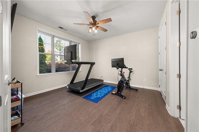 20057 Windalier Way, Roswell, GA 30076 - exercise room featuring wood finished floors and ceiling fan