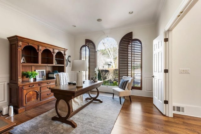 2250 Blackheath Trce, Alpharetta, GA 30005 - office area featuring wood finished floors and crown molding