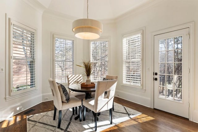 2250 Blackheath Trce, Alpharetta, GA 30005 - dining space featuring ornamental molding and wood finished floors