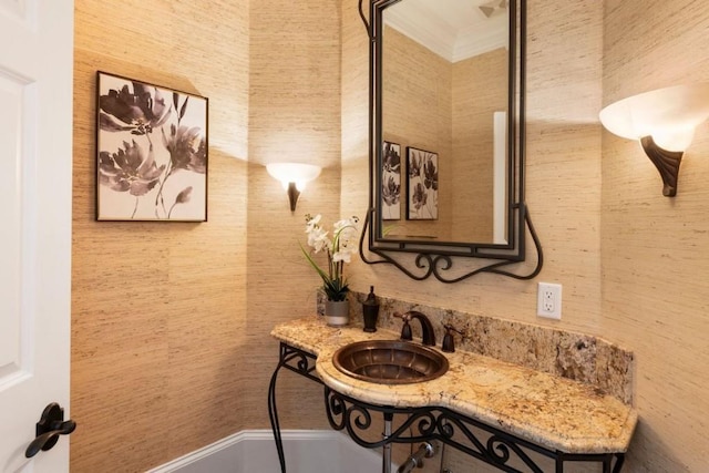 2250 Blackheath Trce, Alpharetta, GA 30005 - bathroom featuring crown molding and vanity