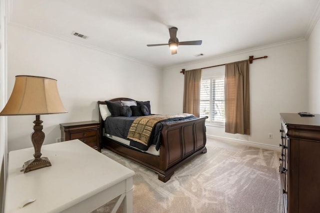 2250 Blackheath Trce, Alpharetta, GA 30005 - bedroom featuring light carpet, ornamental molding, and ceiling fan