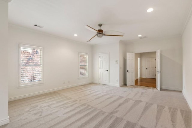 2250 Blackheath Trce, Alpharetta, GA 30005 - unfurnished bedroom with crown molding, light carpet, recessed lighting, and a ceiling fan