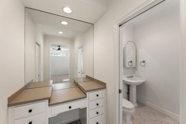 2250 Blackheath Trce, Alpharetta, GA 30005 - bathroom with recessed lighting, tile patterned flooring, and a ceiling fan
