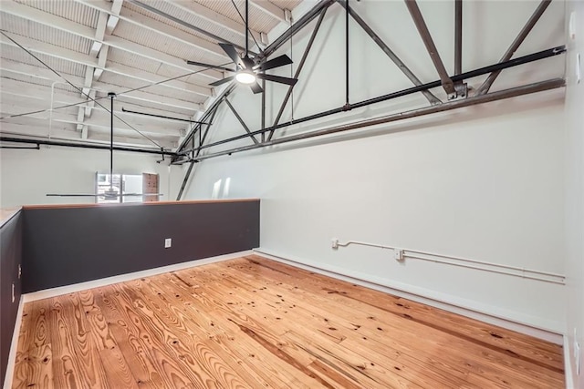 interior space featuring ceiling fan