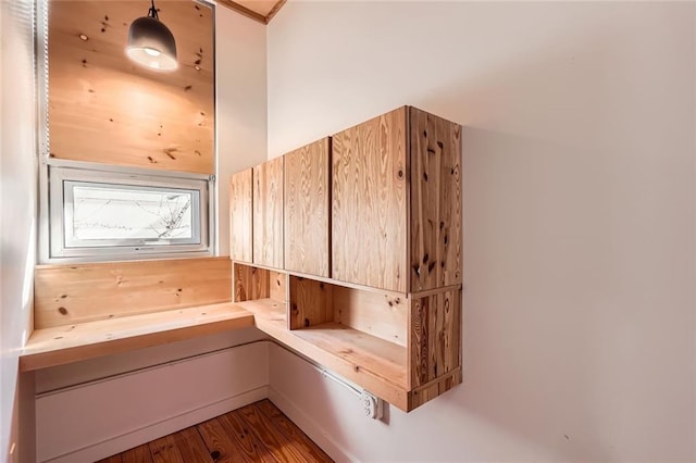 mudroom with hardwood / wood-style floors