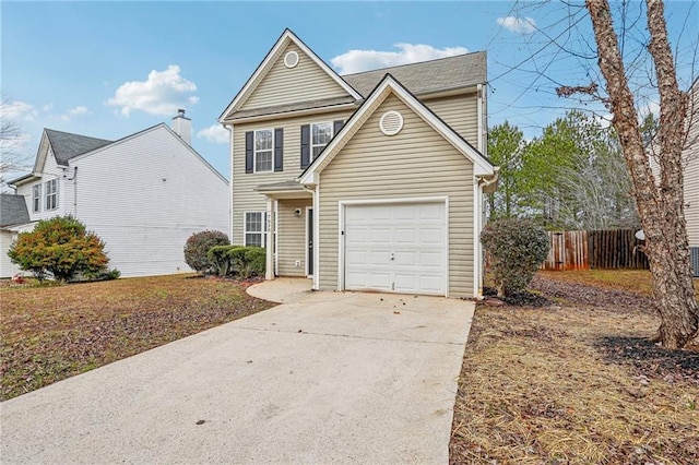 view of front property with a garage