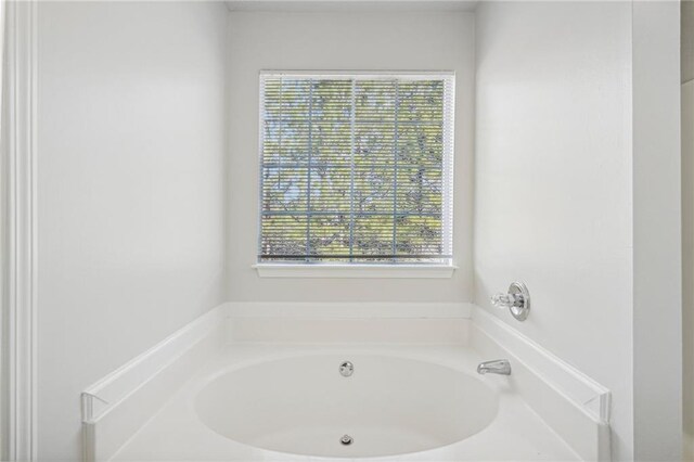 bathroom featuring plenty of natural light and a tub