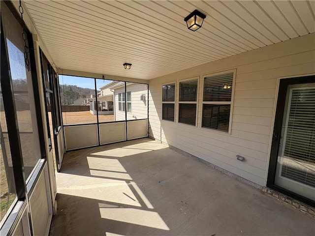 view of unfurnished sunroom