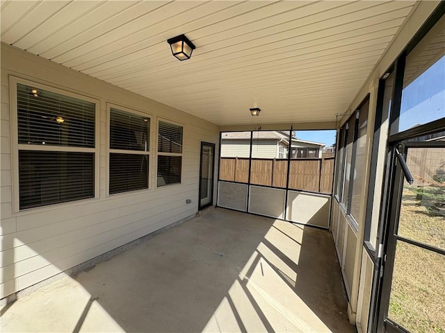 view of unfurnished sunroom