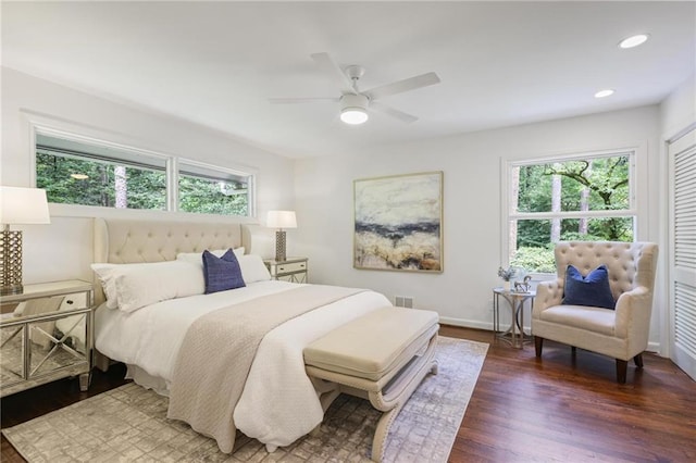 2800 Mornington Dr NW, Atlanta, GA 30327 - bedroom featuring wood finished floors, recessed lighting, and ceiling fan
