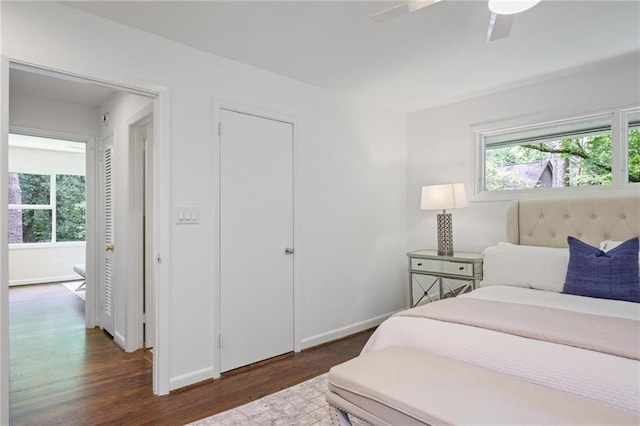 2800 Mornington Dr NW, Atlanta, GA 30327 - bedroom featuring dark wood finished floors, multiple windows, and ceiling fan