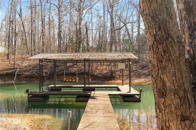 dock area featuring a water view