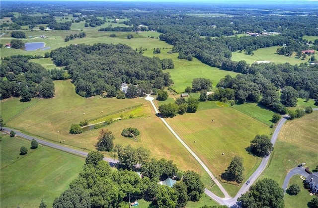 aerial view with a water view and a rural view