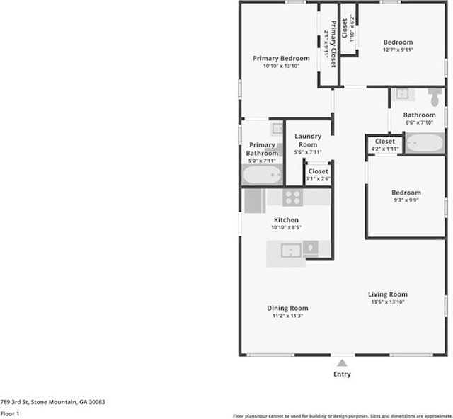 789 Third St, Stone Mountain, GA 30083 - floor plan / room layout