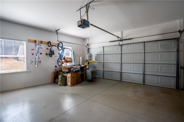 garage with a garage door opener