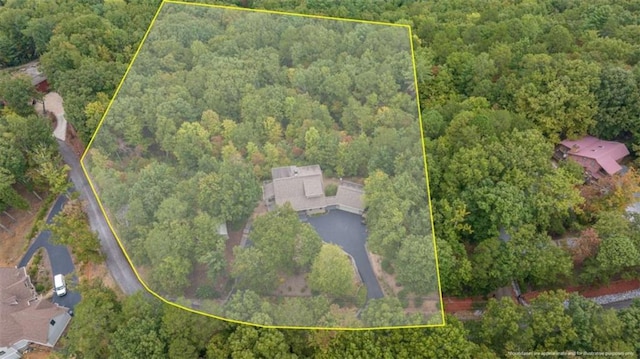 aerial view with a wooded view
