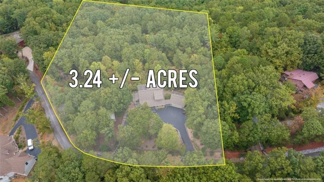 aerial view featuring a forest view