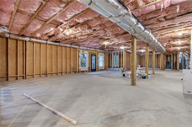 view of unfinished basement