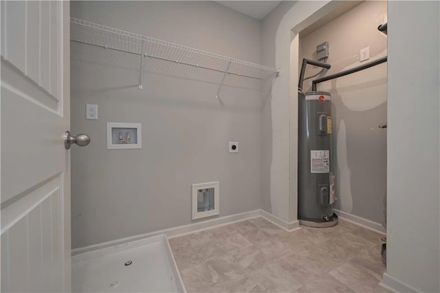 washroom featuring washer hookup, hookup for an electric dryer, and electric water heater